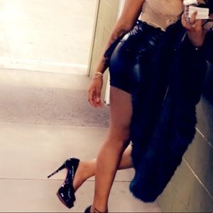 Leather like mink skirt